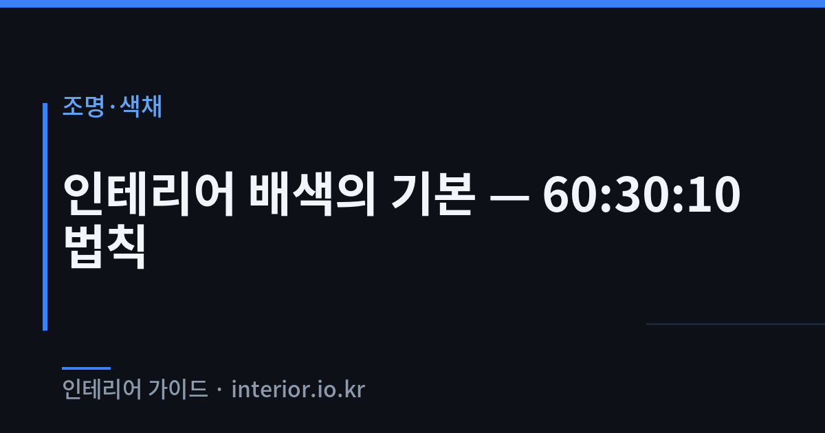 인테리어 배색 - 인테리어 배색의 기본 — 60:30:10 법칙